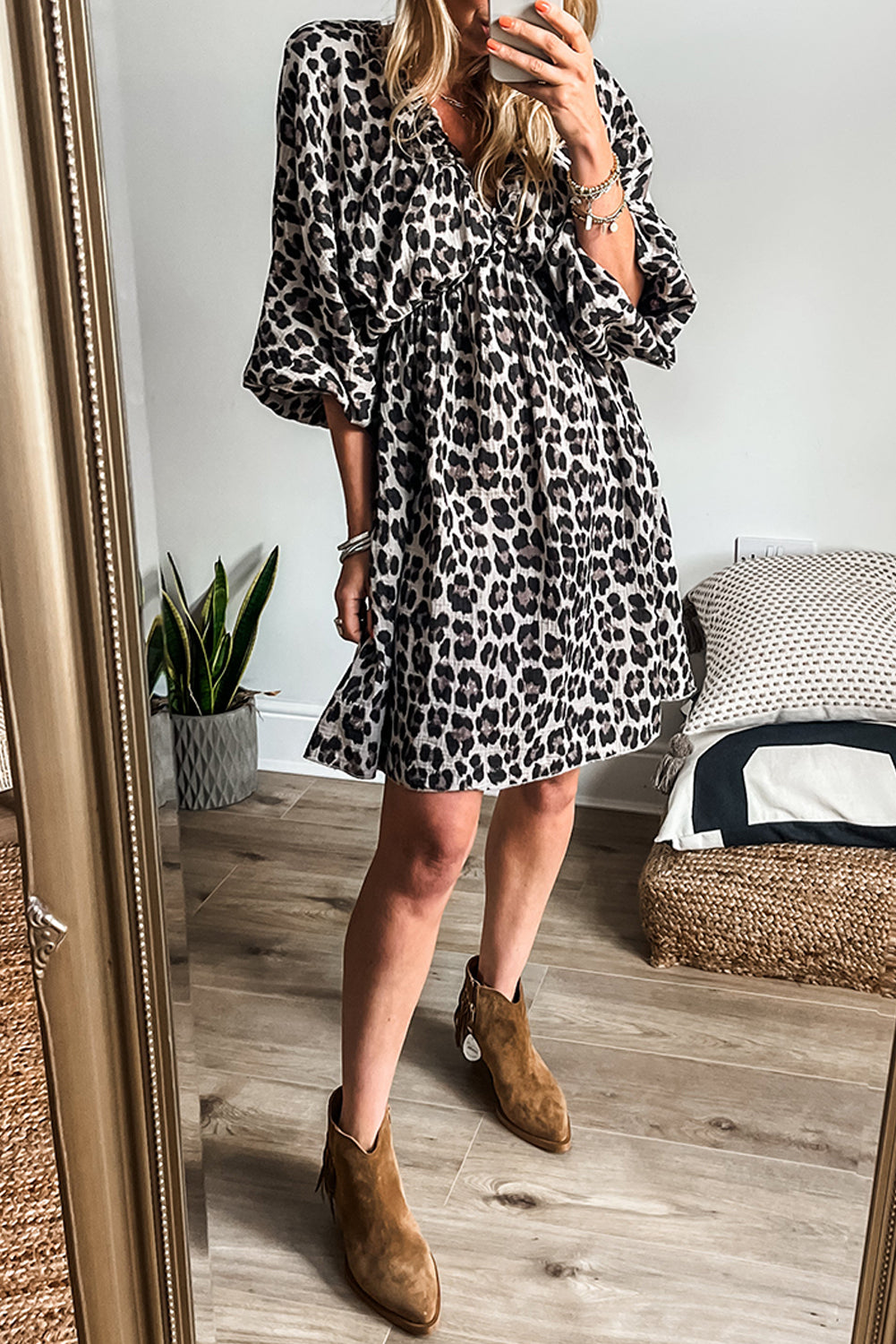 Black Leopard Print Dress