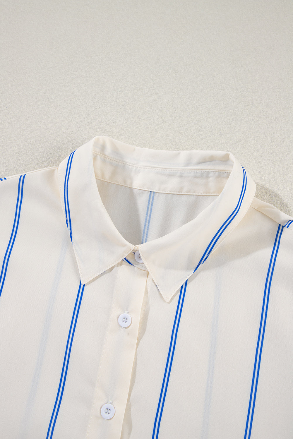 Sky Blue Stripe Drop Shoulder Bubble Sleeve Loose Shirt