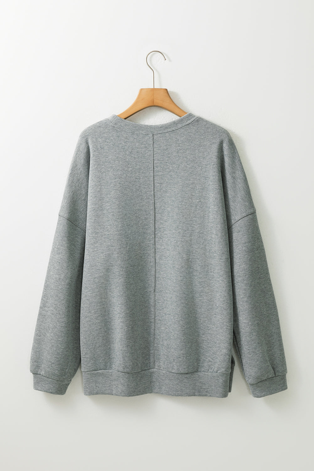 Medium Grey Side Split Drop Shoulder Oversized Top