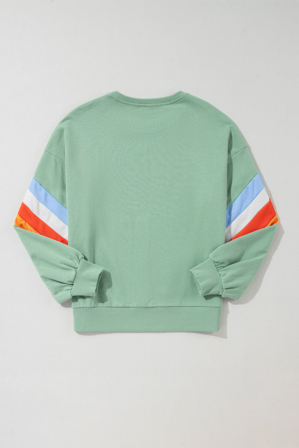 Moonlight Jade Rainbow Striped Sleeve Crew Neck Loose Sweatshirt