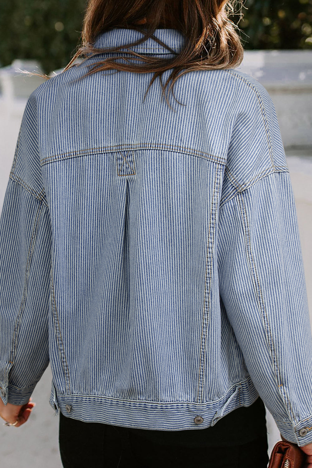 Light Blue Washed Oversize Pocketed Denim Jacket