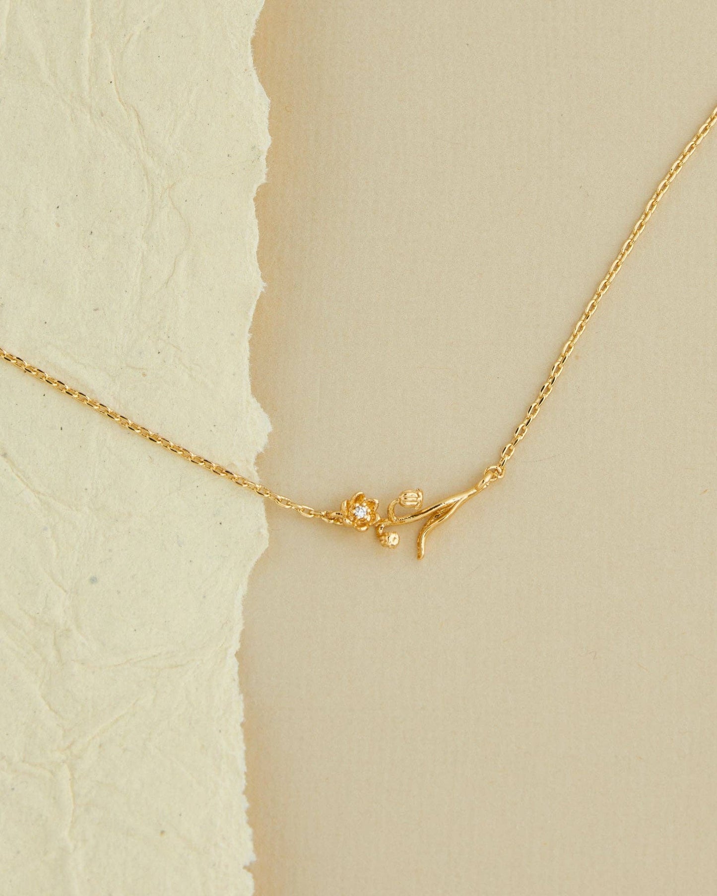 July Birth Flower Necklace: Gold