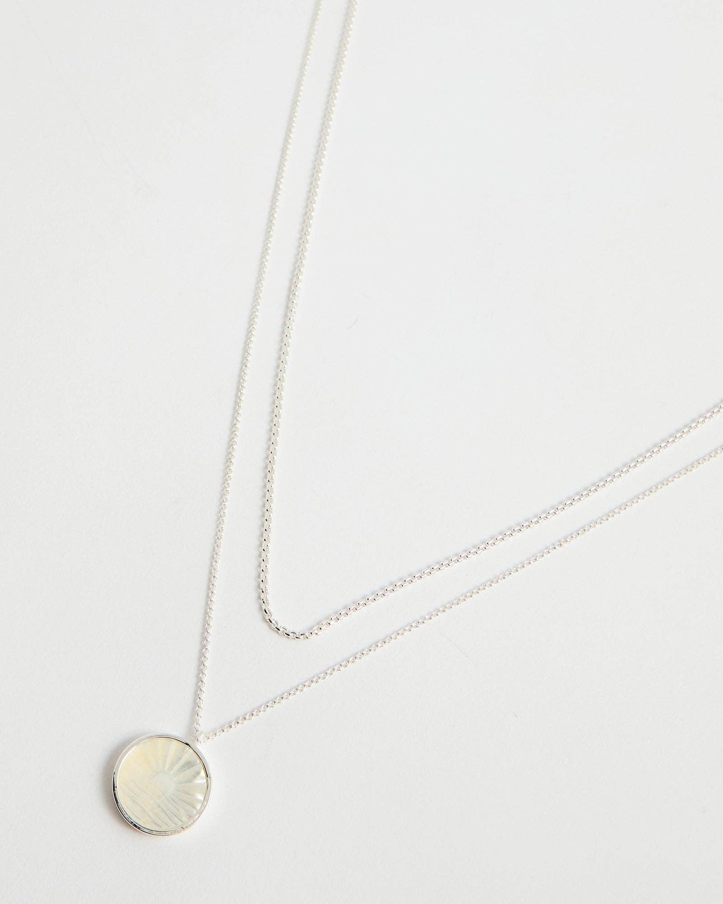 Silver Mother Of Pearl Layered Necklace: Silver