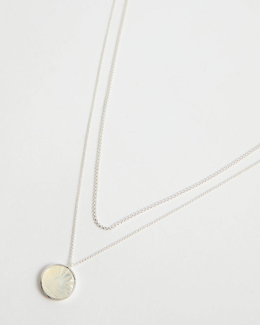 Silver Mother Of Pearl Layered Necklace: Silver