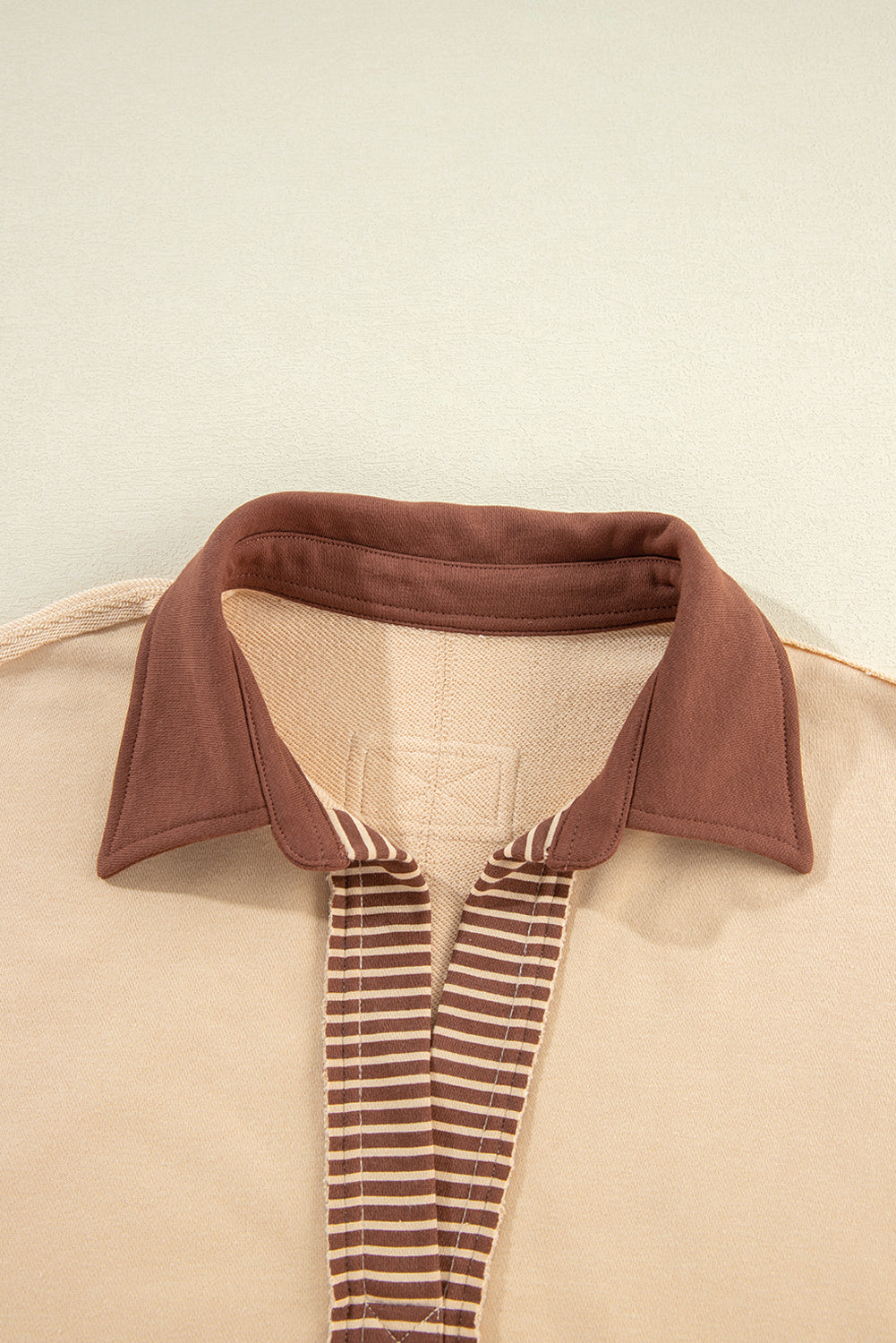 Casual Striped Colorblock Patchwork Collar Sweatshirt