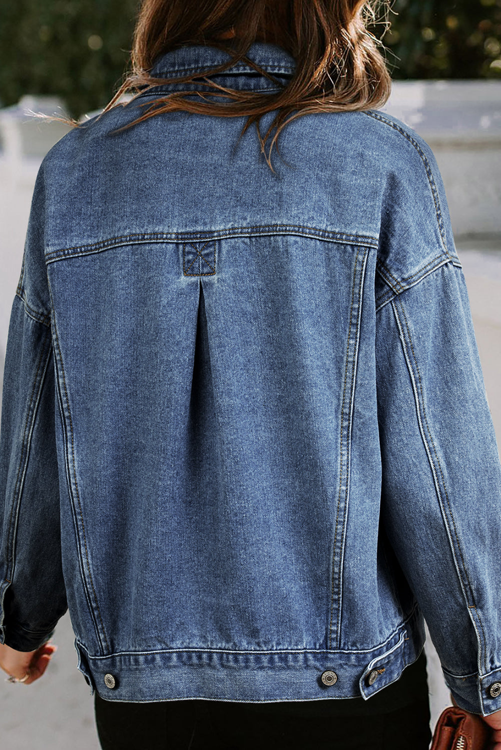 Light Blue Washed Oversize Pocketed Denim Jacket