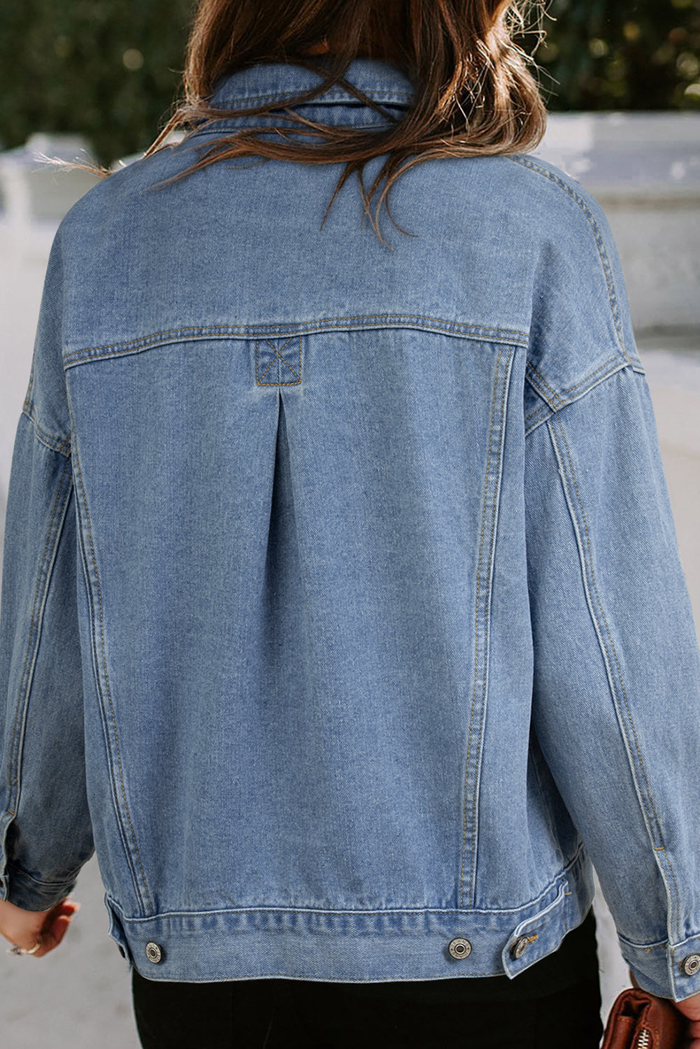 Light Blue Washed Oversize Pocketed Denim Jacket