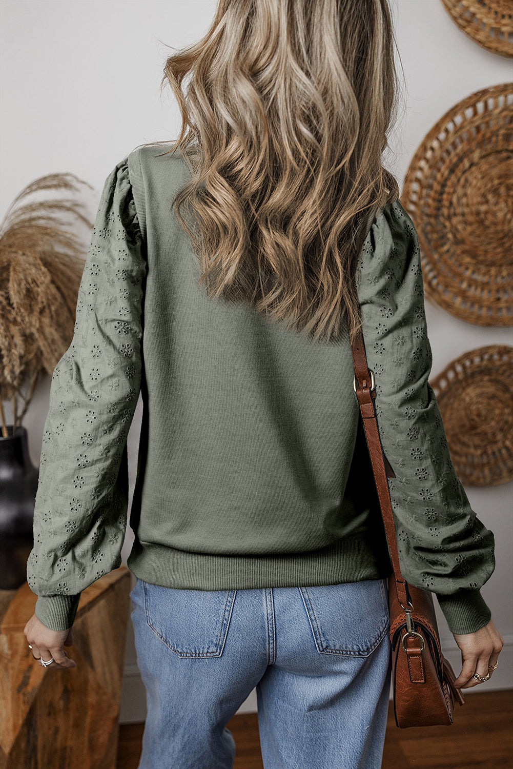 Black Textured Patchwork Round Neck Sweatshirt