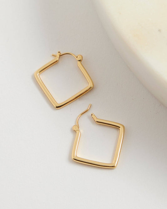 Square Huggie Hoop: Gold