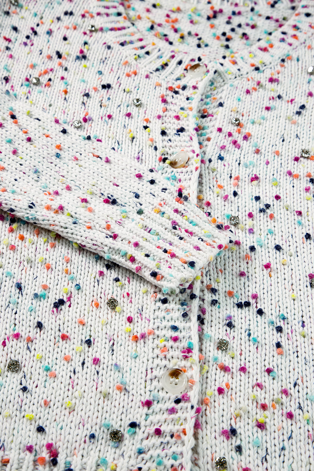 White Multicolor Confetti Sweater Cardigan