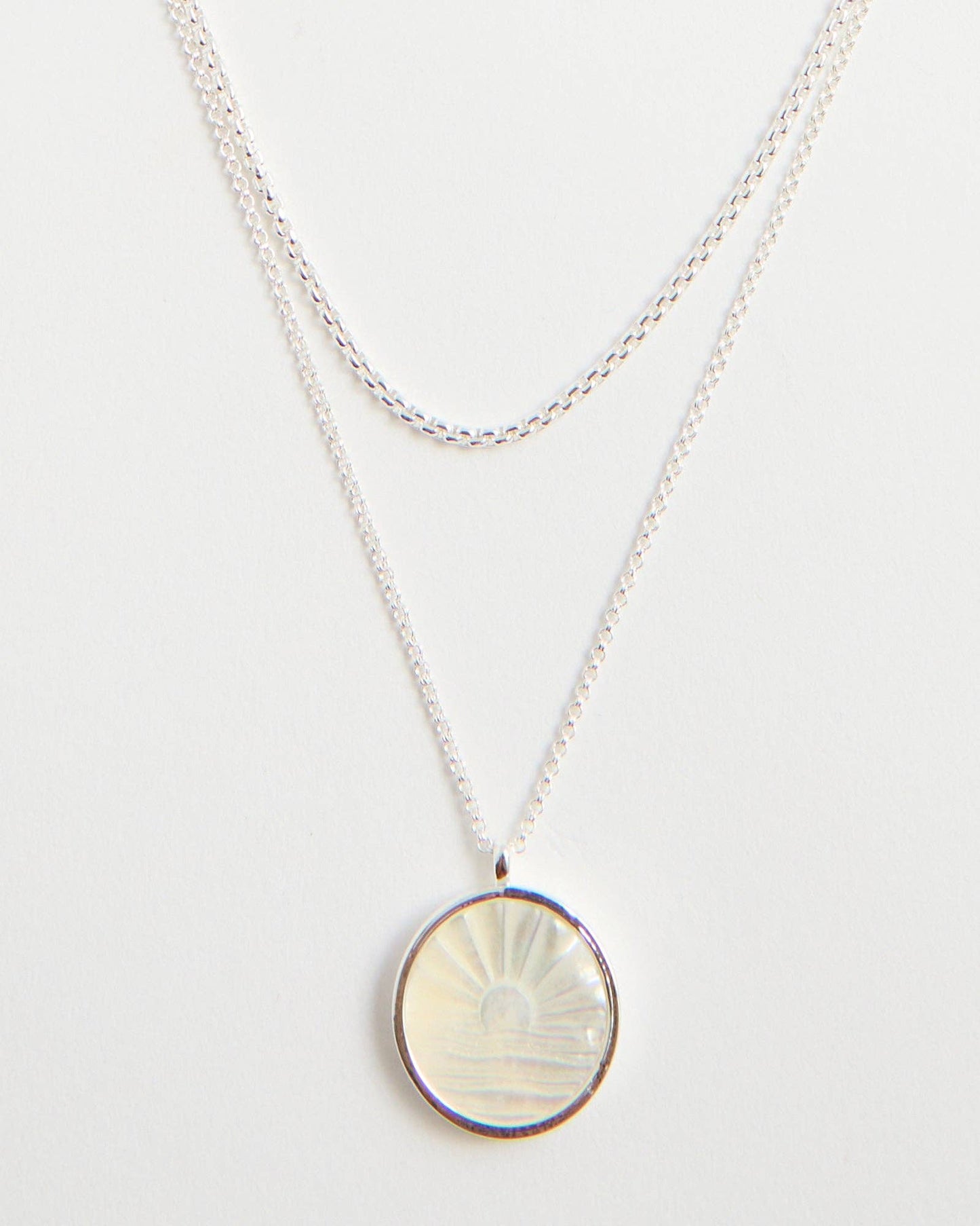 Silver Mother Of Pearl Layered Necklace: Silver