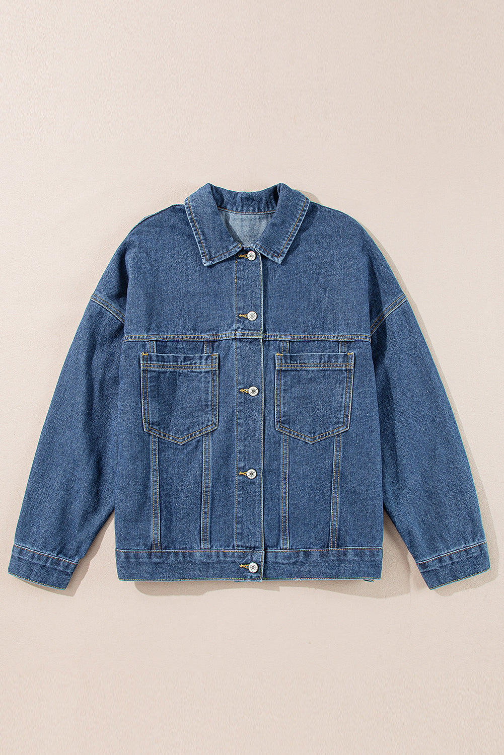 Light Blue Washed Oversize Pocketed Denim Jacket