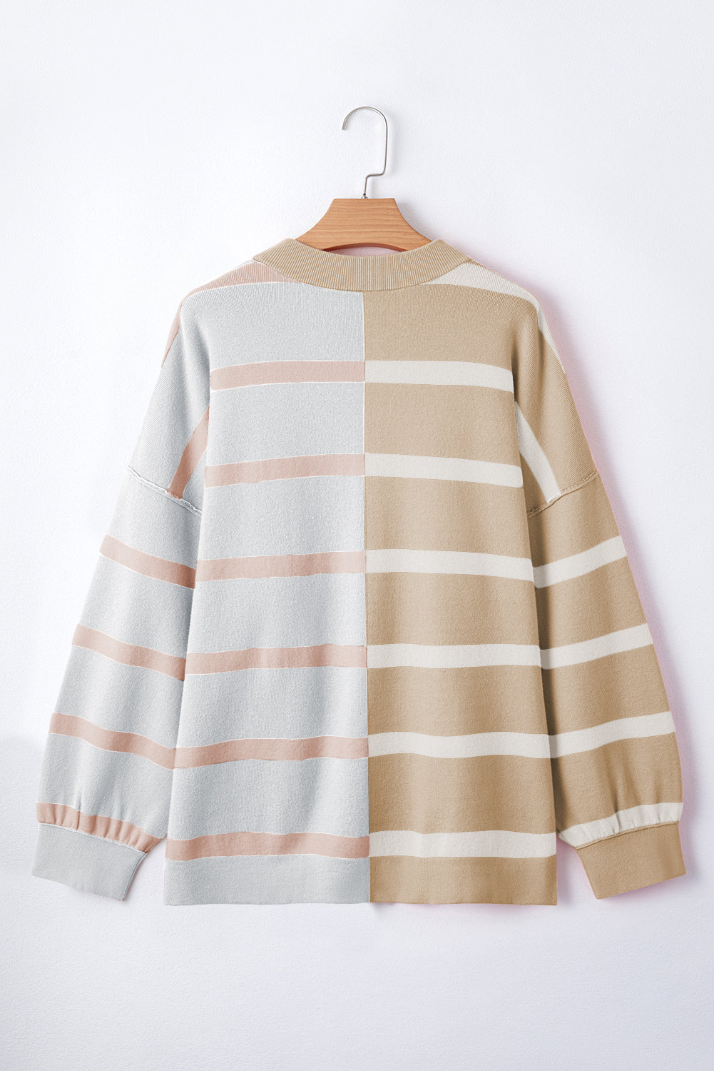 Blue Stripe Colorblock Oversized Sweater