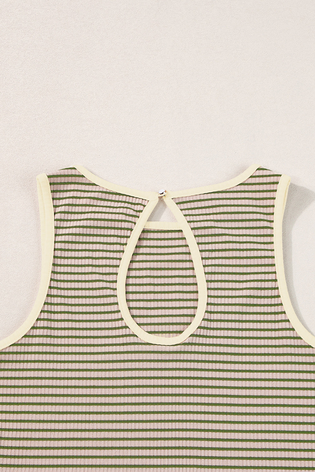 White Striped Print Ribbed Knit Sleeveless Top