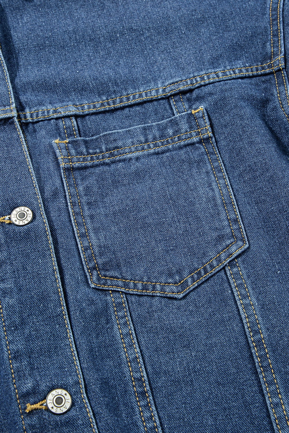 Light Blue Washed Oversize Pocketed Denim Jacket