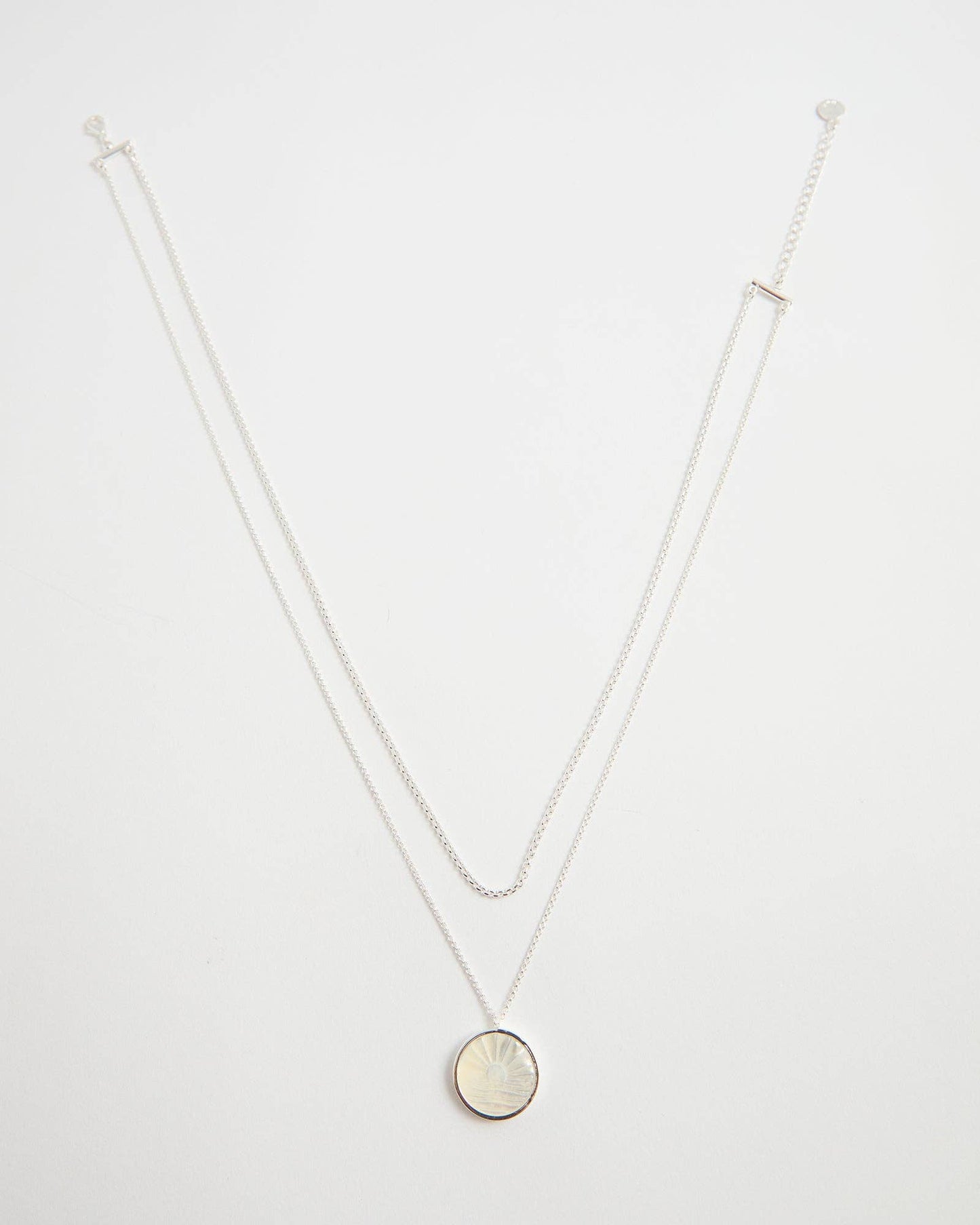 Silver Mother Of Pearl Layered Necklace: Silver