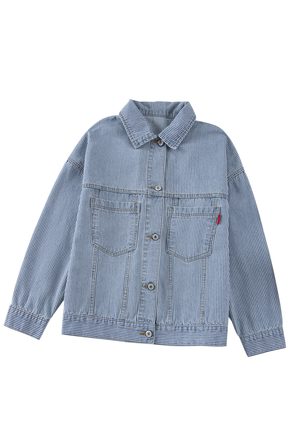 Light Blue Washed Oversize Pocketed Denim Jacket