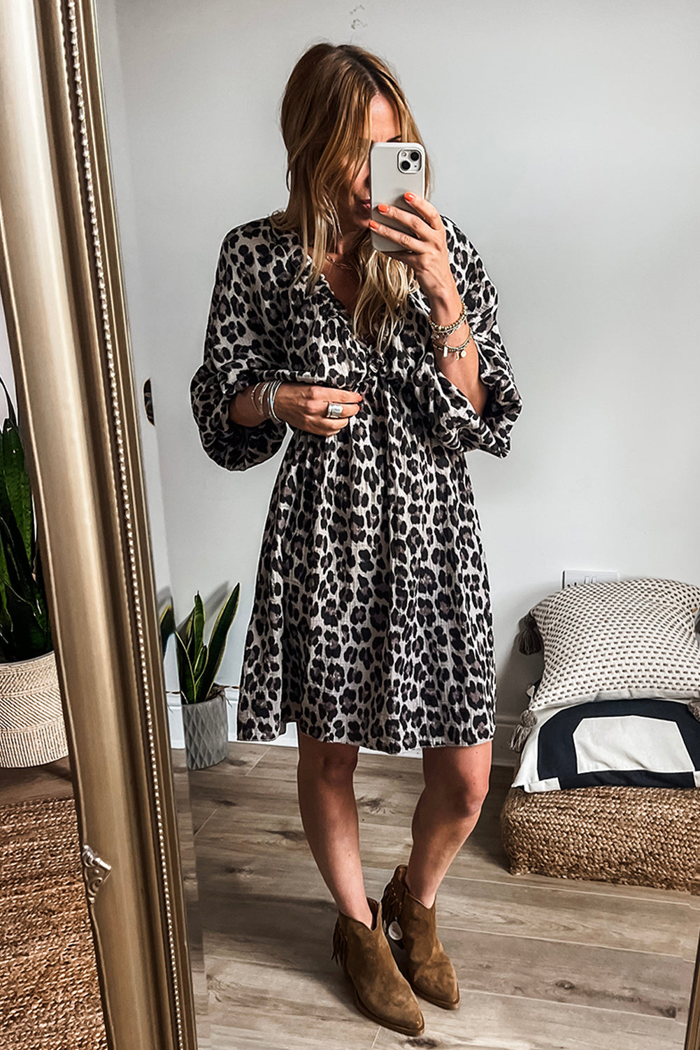 Black Leopard Print Dress